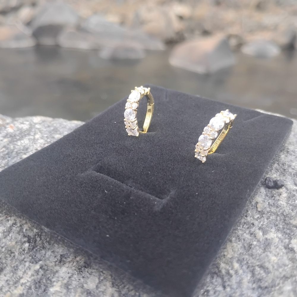 Gold and Silver Crystal Hoop Earrings